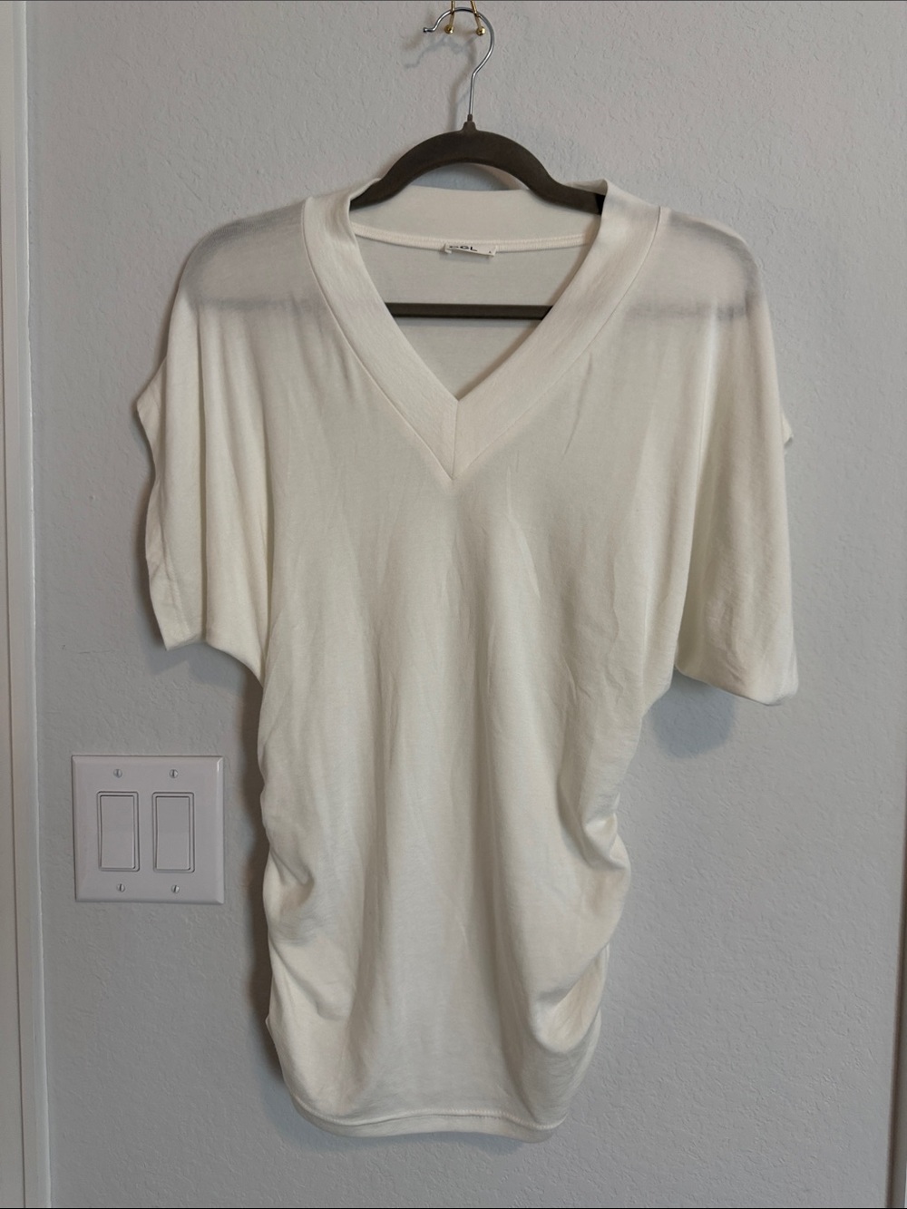 OGL White V-Neck Short Sleeve Top